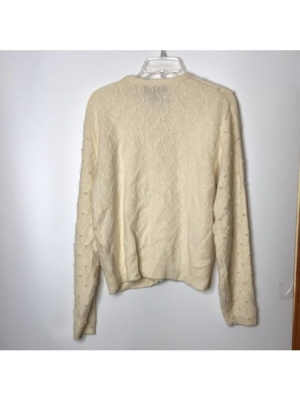 Vintage Classiques Entier Lambs Wool Cardigan with Pearl Embellishments M MEDIUM - Picture 9 of 9